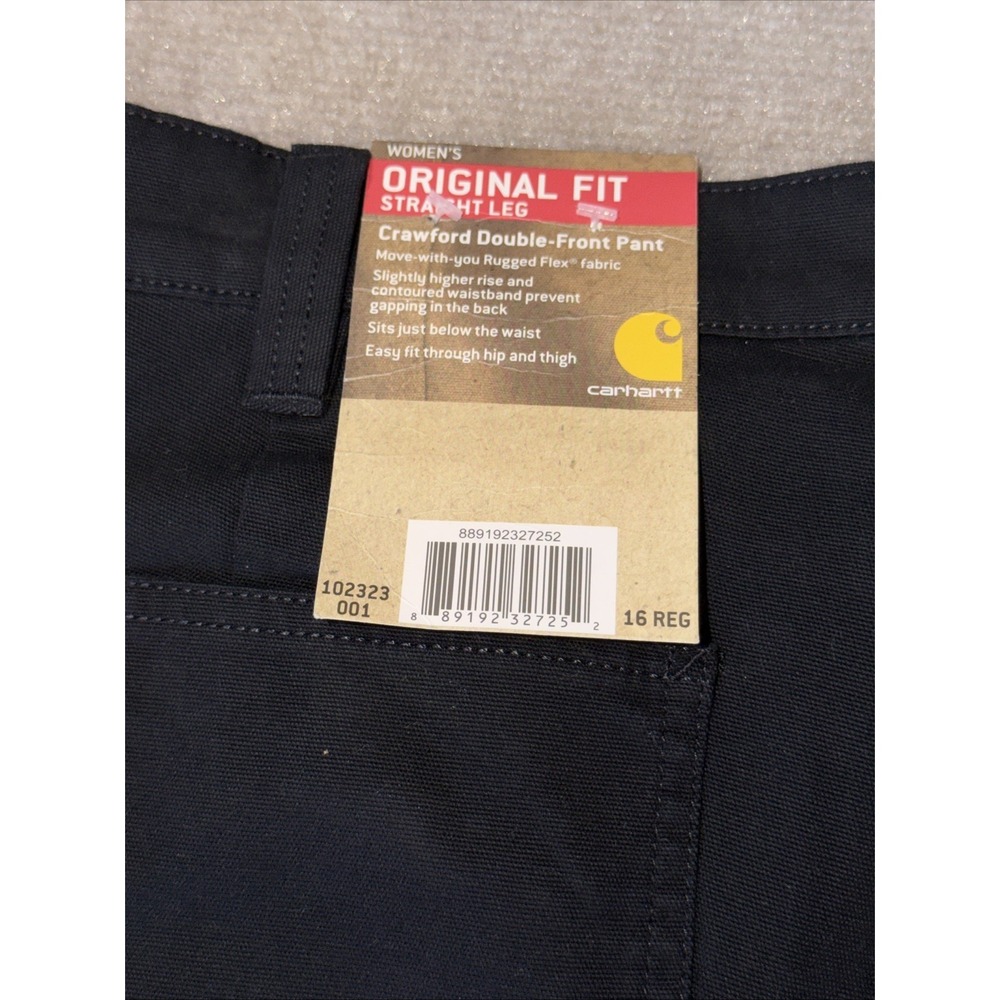 CARHARTT Women's Crawford Original Fit Double Front Work Pants 16 REG NWT-Black - Picture 5 of 11